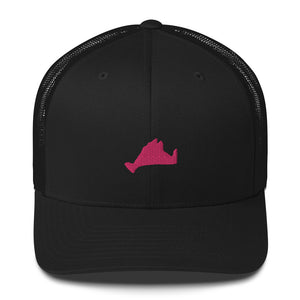 Pink Embroidered Trucker Hat