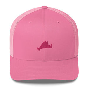 Pink Embroidered Trucker Hat