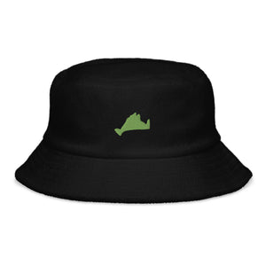 Green Embroidered  Terry Cloth Bucket Hat