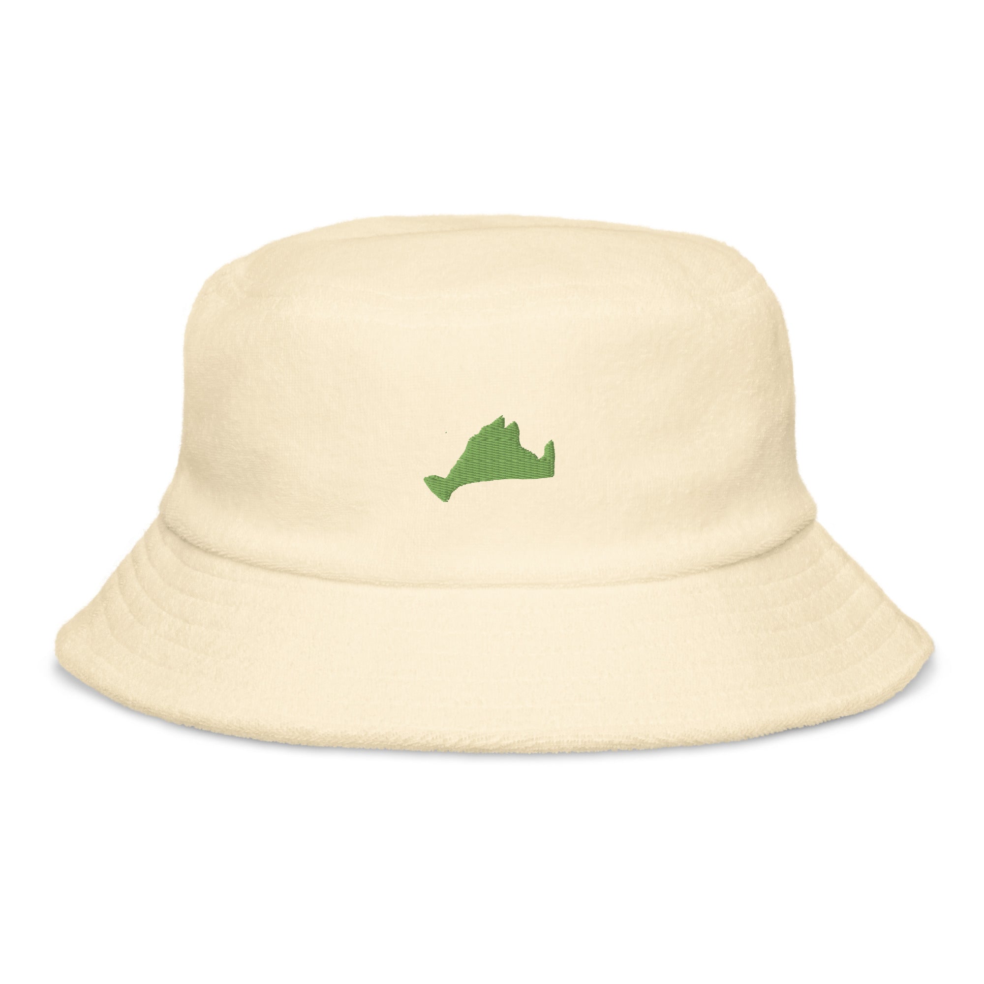 Green Embroidered  Terry Cloth Bucket Hat