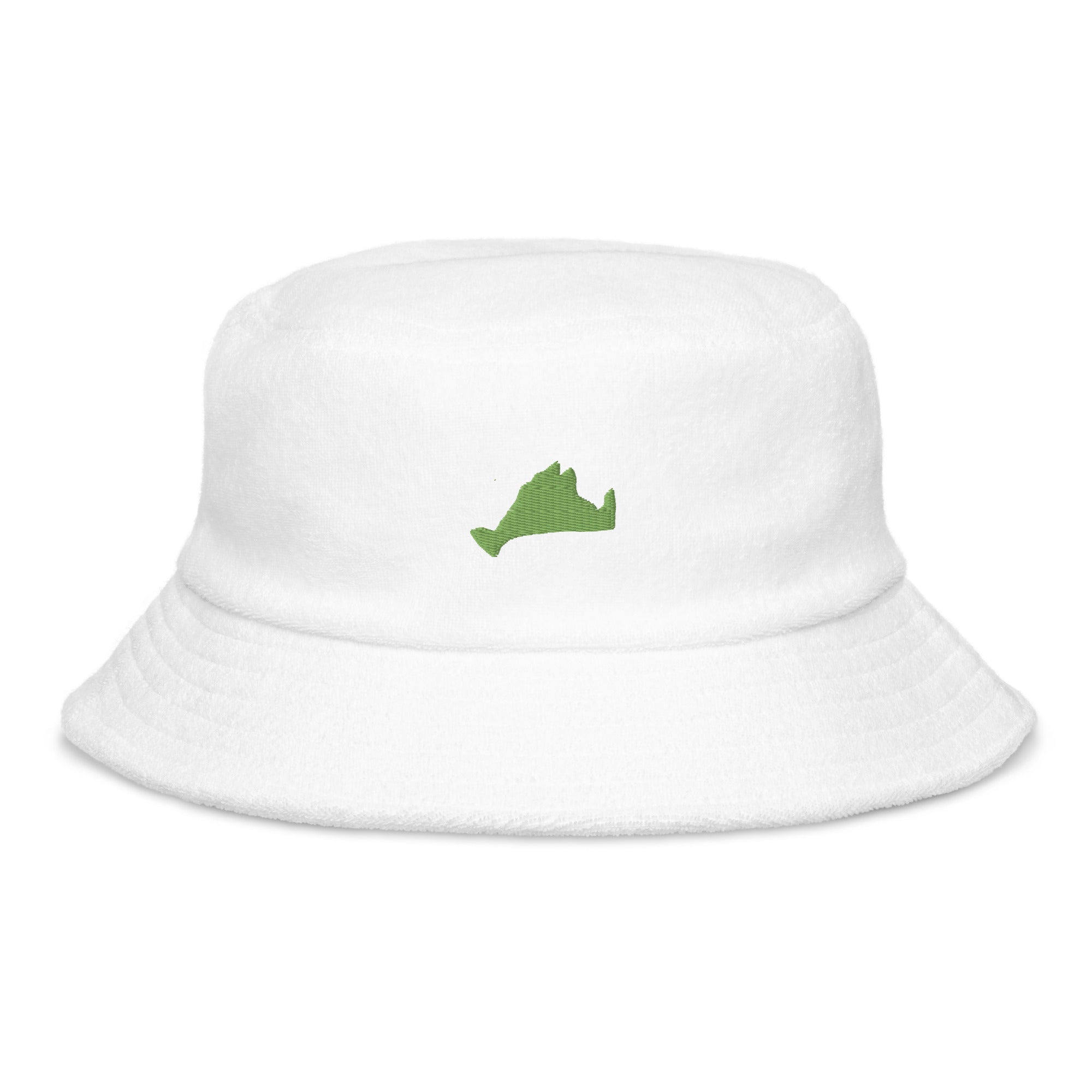 Green Embroidered  Terry Cloth Bucket Hat