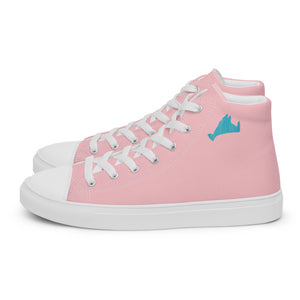 Women’s Pink and Teal High Top Canvas Shoes