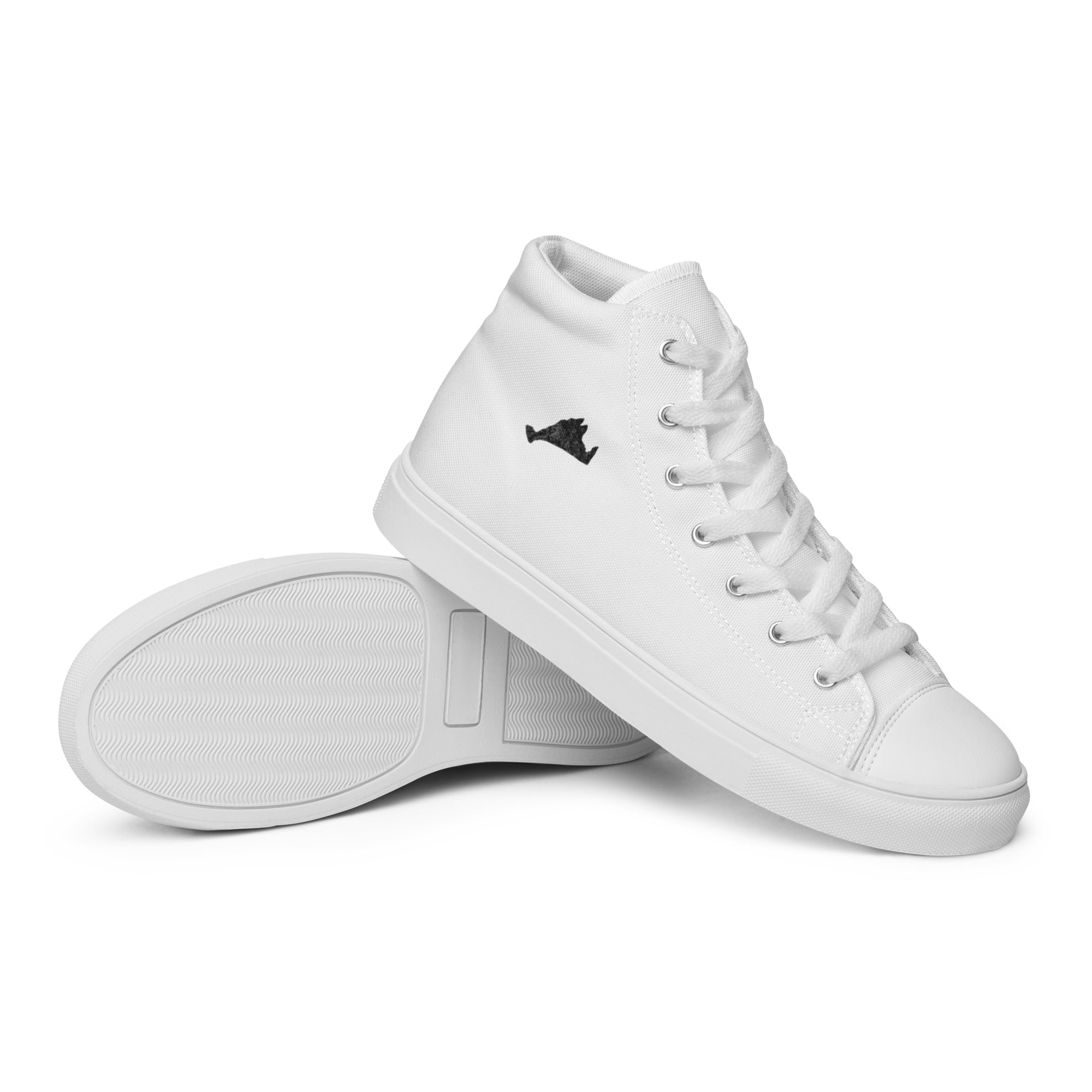 Onyx Swirl Women’s High Top White Canvas Shoes