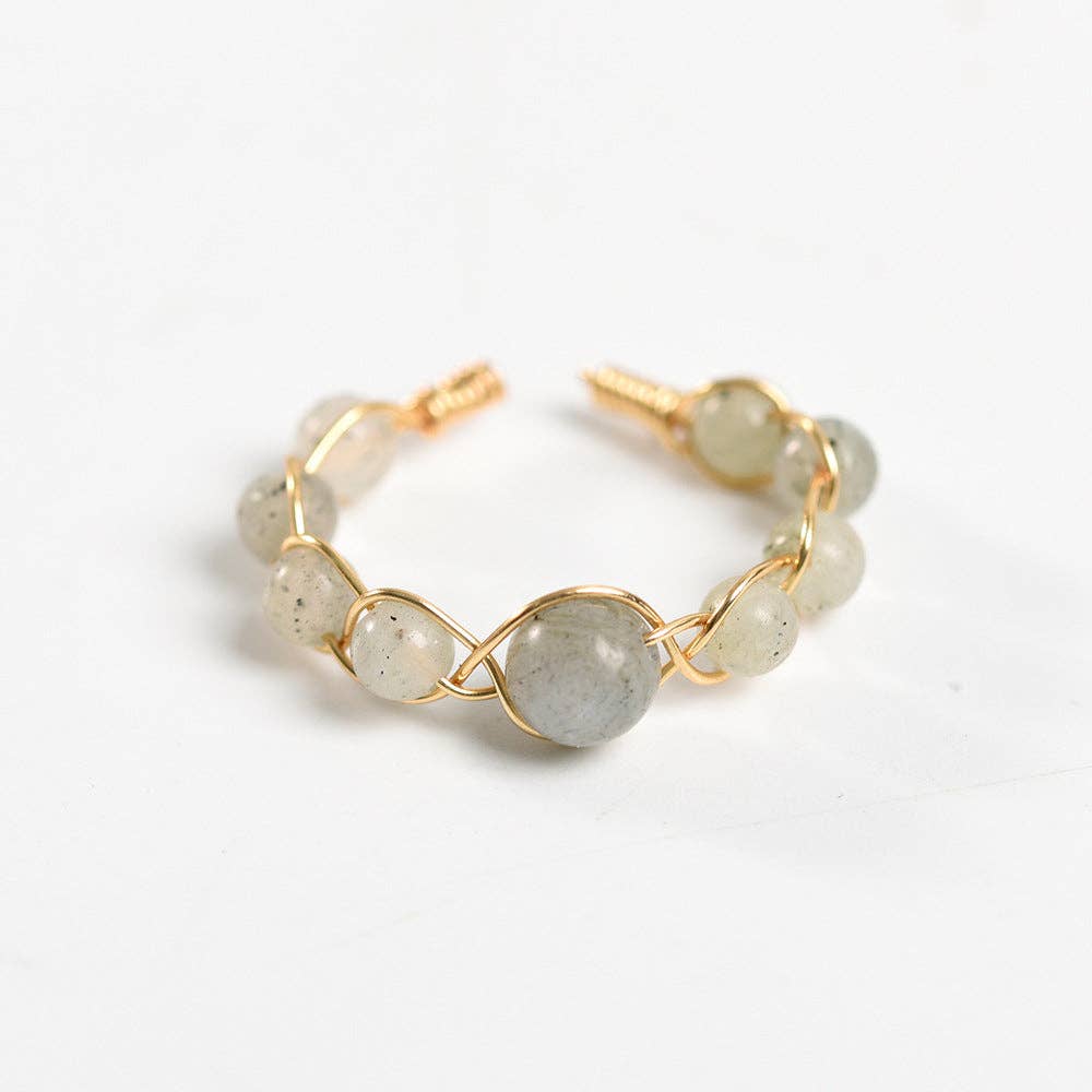Copper Wire Hand-woven Natural Stone Adjustable Ring