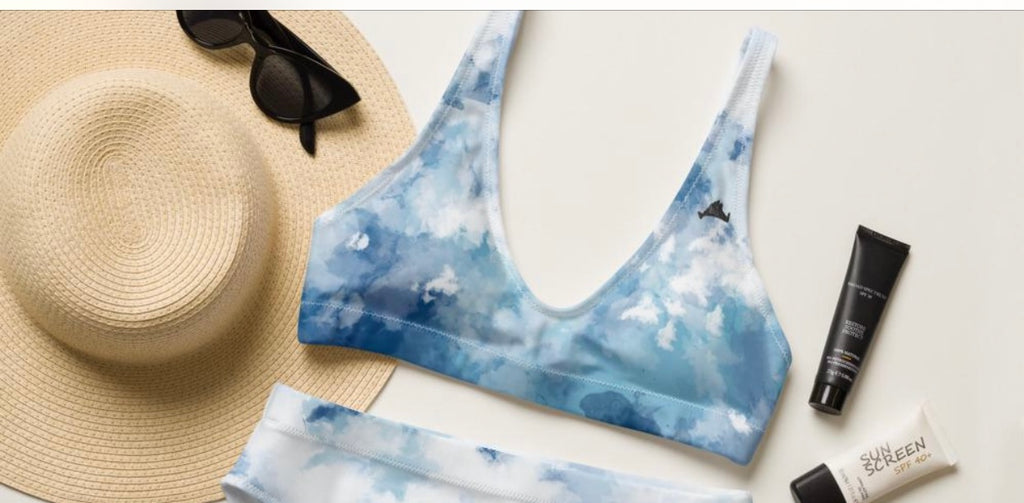 Blue WaterColors High Waisted Bikini Top*