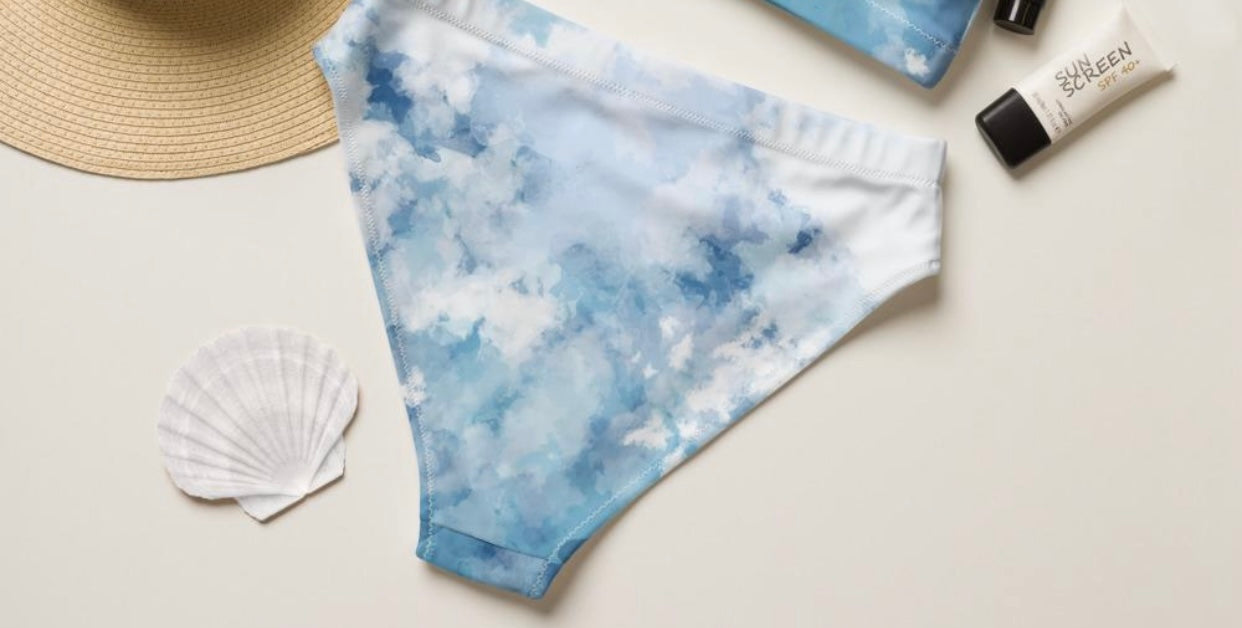 Blue WaterColors High Waisted Bikini Bottom*