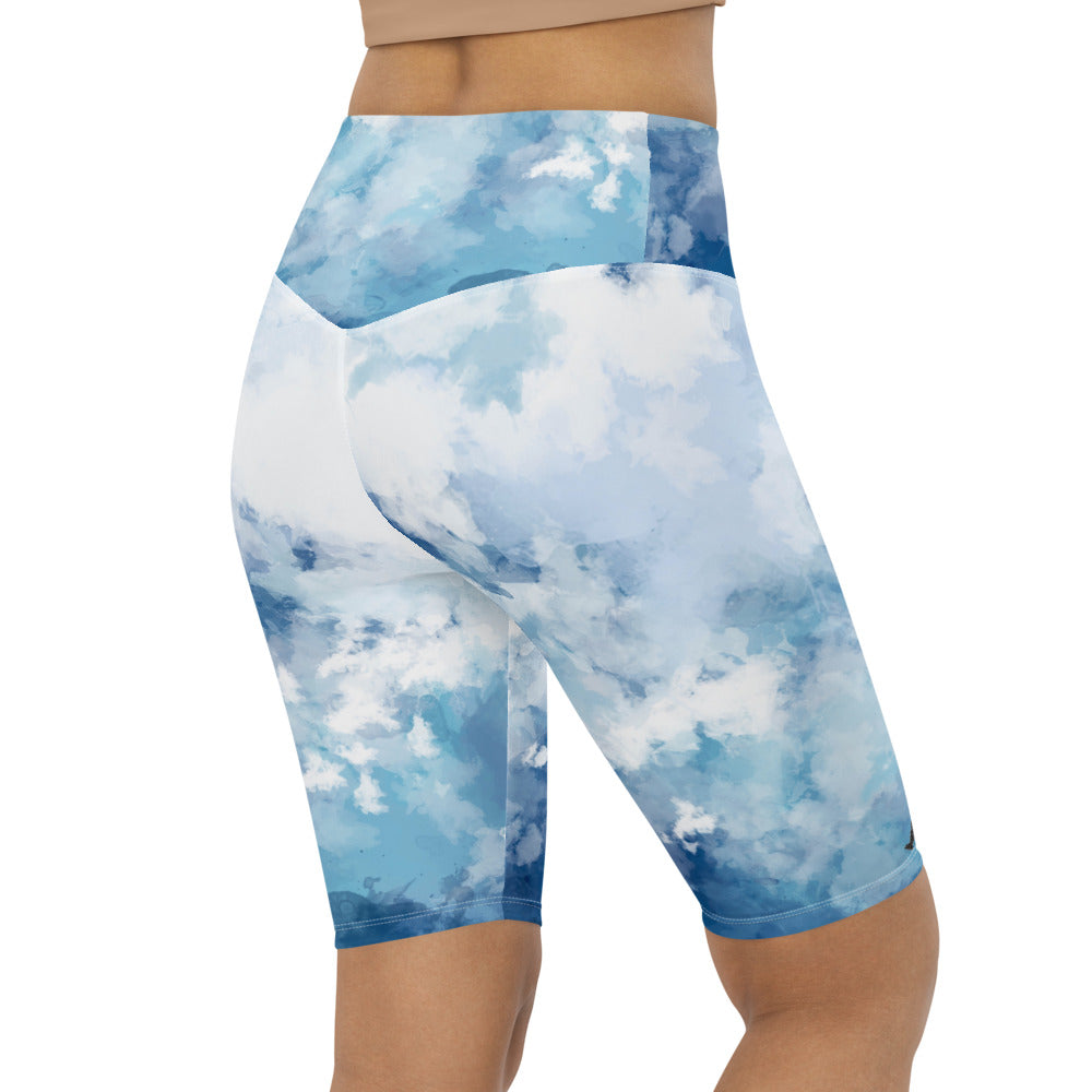 Blue WaterColors Long Bike Shorts