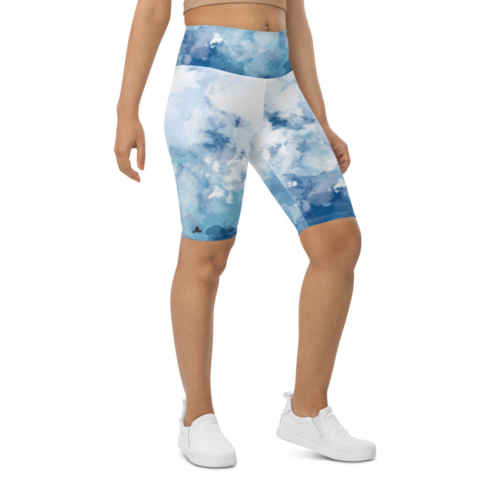 Blue WaterColors Long Bike Shorts