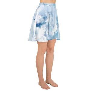 Blue WaterColors Skater Skirt