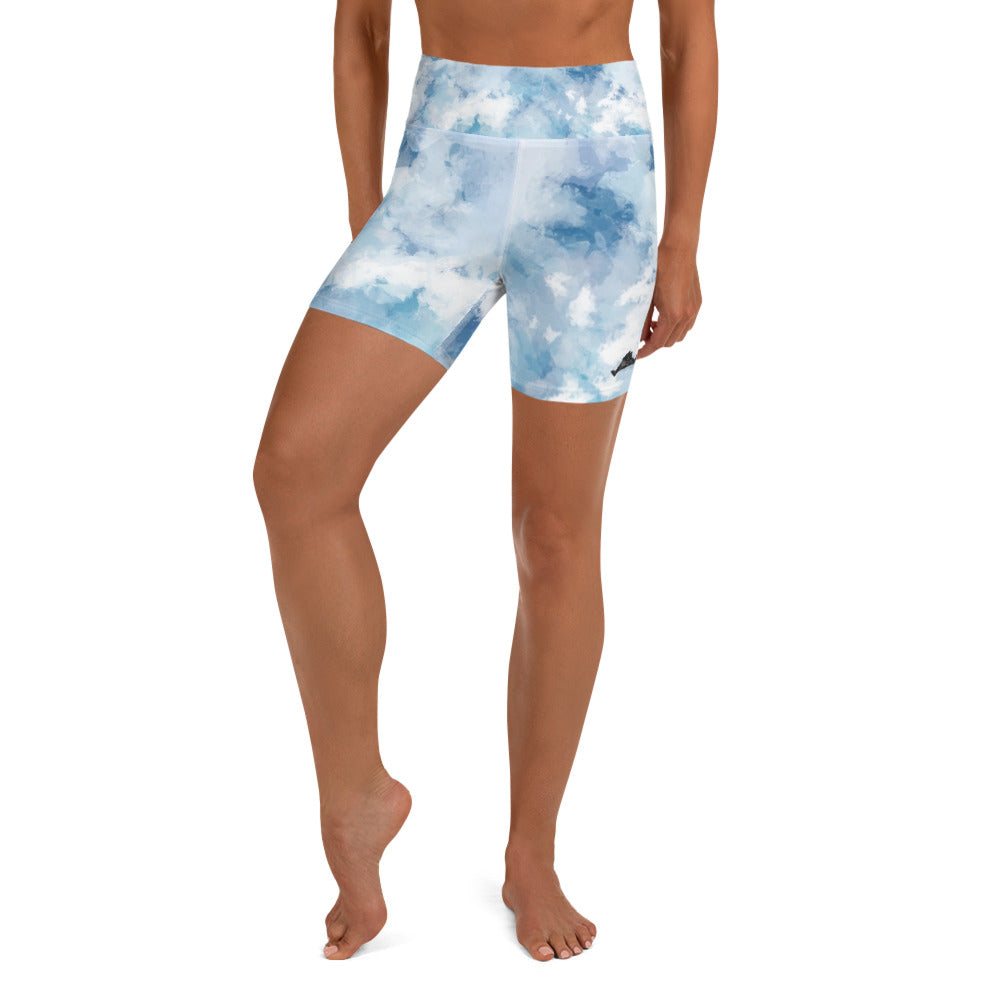 Blue WaterColors Yoga Shorts