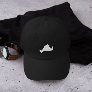 Dad Hat, White Embroidered Island