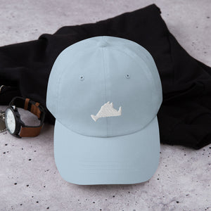 Dad Hat, White Embroidered Island
