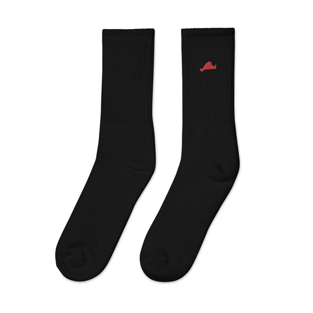 Embroidered Red Island Socks