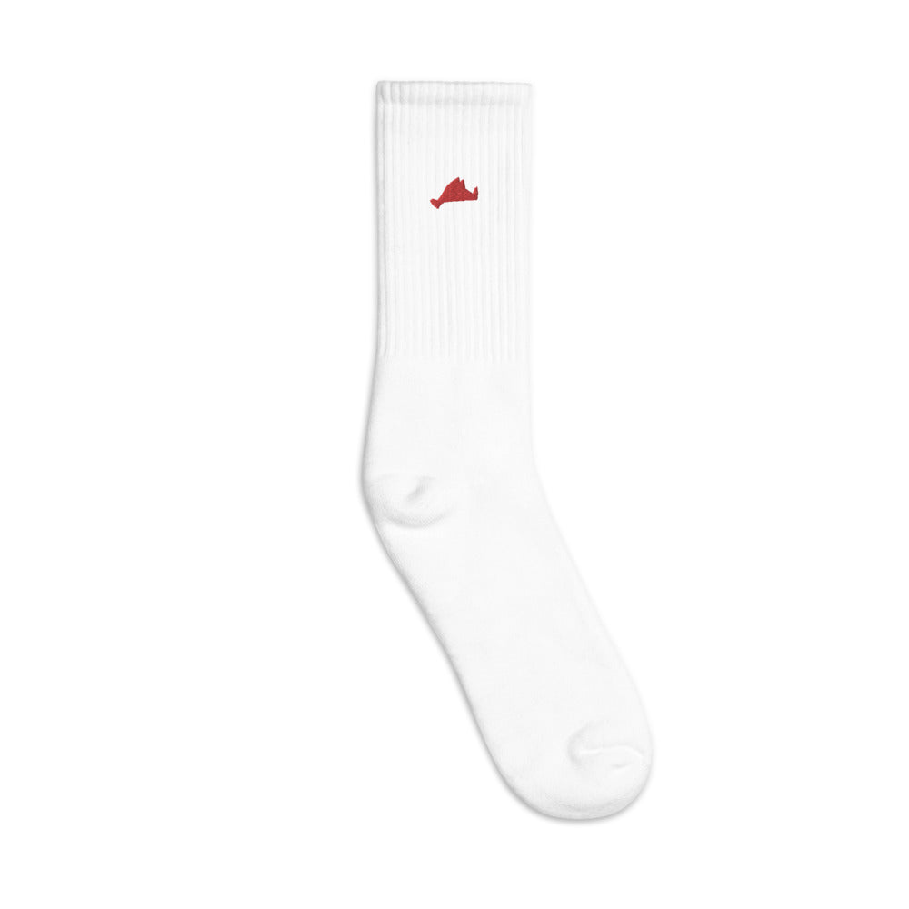 Embroidered Red Island Socks