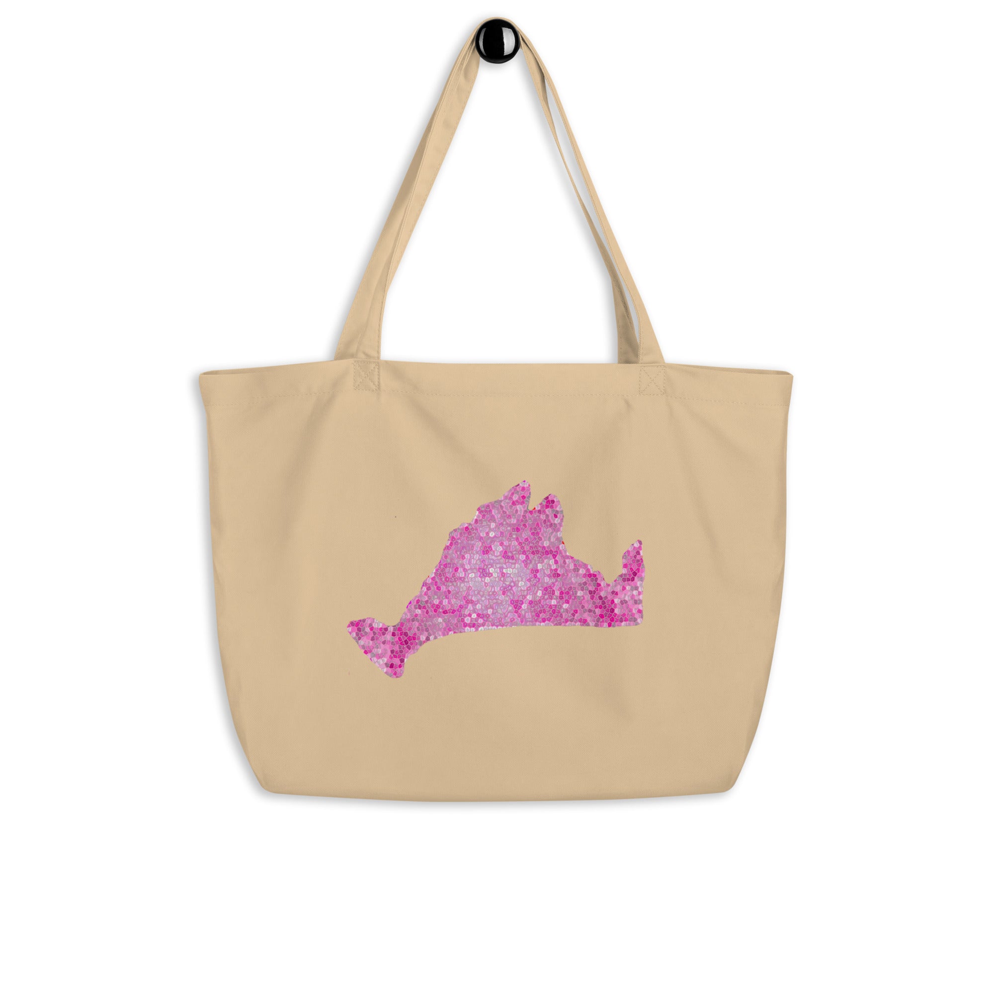 Large Organic Tote Bag-Pink Pixels