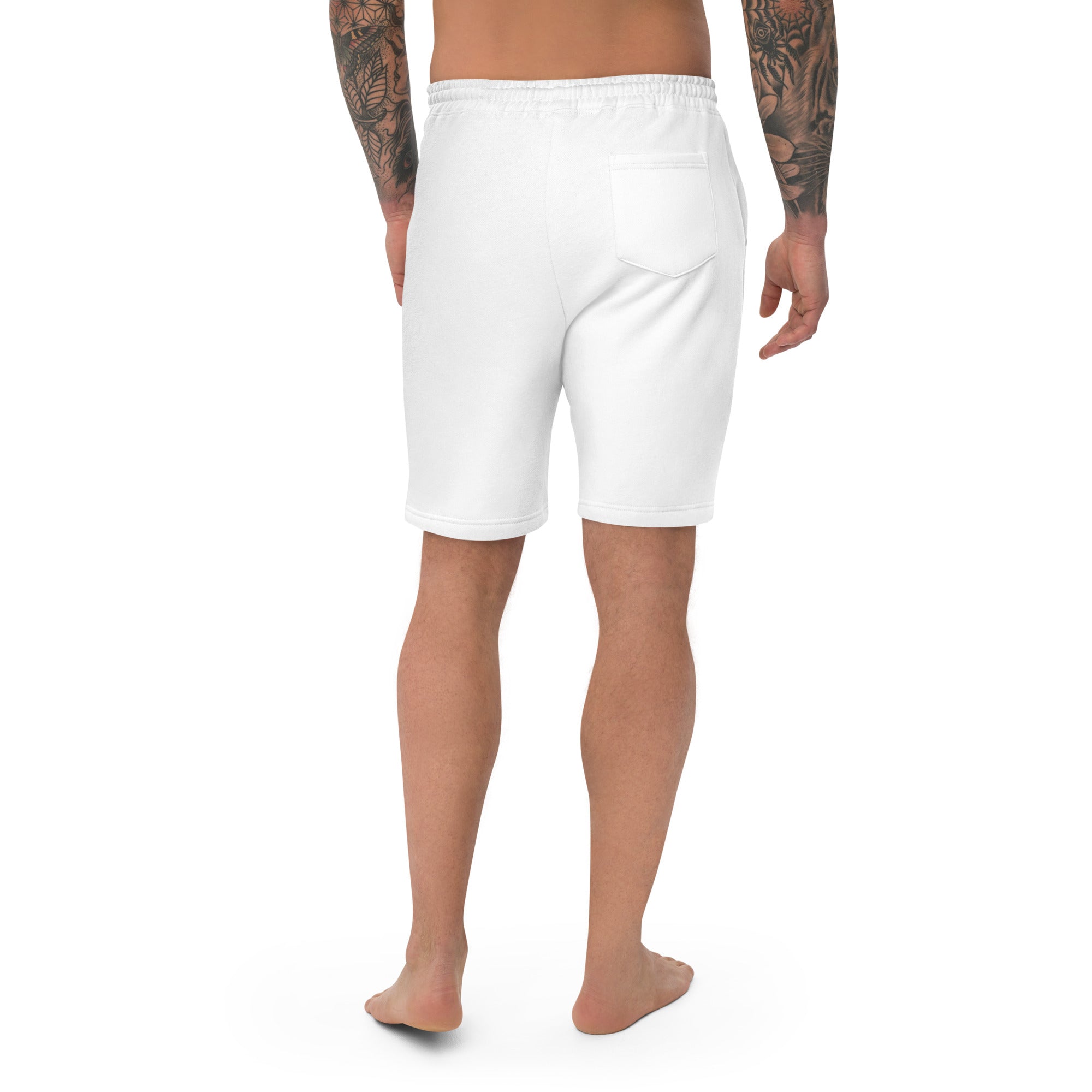 Embroidered Men's Fleece Shorts(White Stitch)