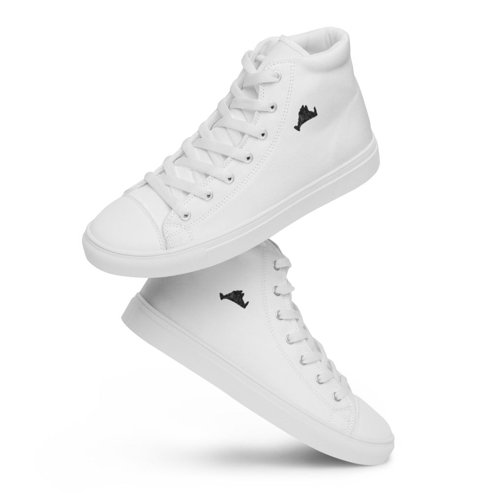 Onyx Swirl Men’s High Top White Canvas Shoes