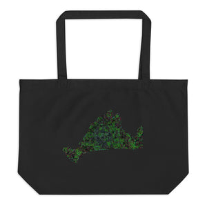 Large Organic Tote Bag-Kaleidoscope Green