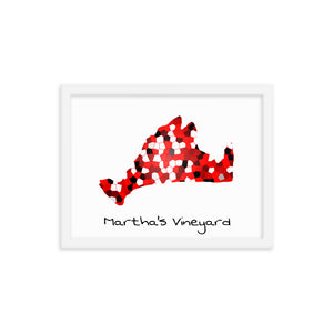 Martha's Vineyard Unique Island Design Framed Poster-Red Pixels
