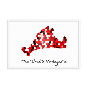 Martha's Vineyard Unique Island Design Framed Poster-Red Pixels