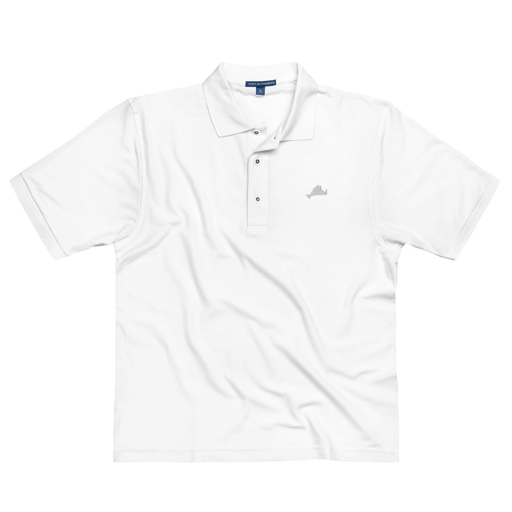 White Embroidered Men's Premium Polo