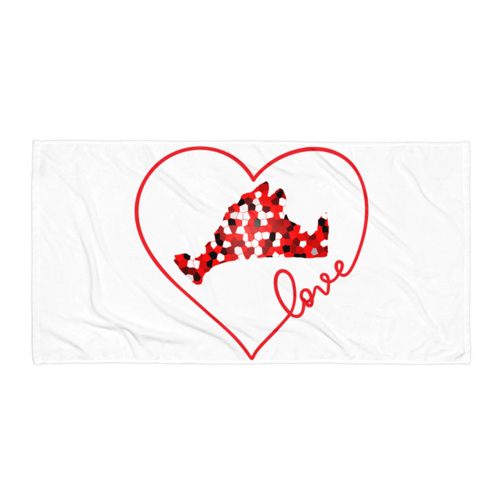 Love Red Pixels Beach Towel