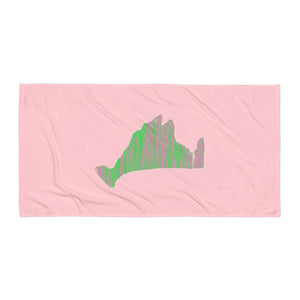 Pink Green Beach Towel
