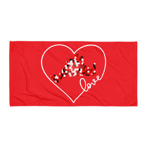 Love Red-Red Pixels Beach Towel