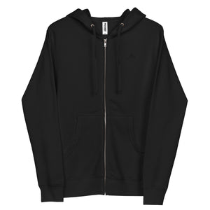 Black Embroidered Zip Up Hoodie