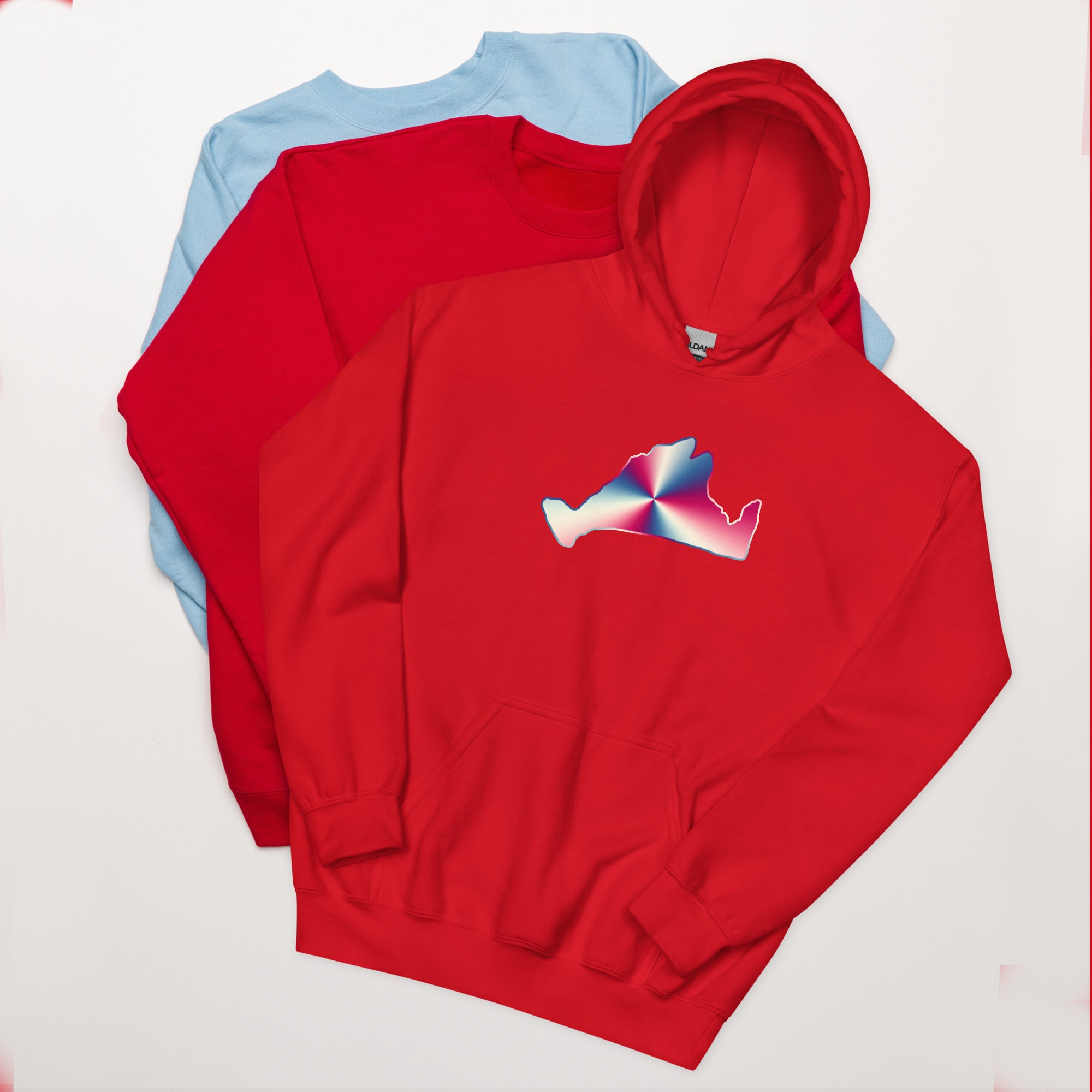 Hoodie Sweatshirt-Red, White & Blue