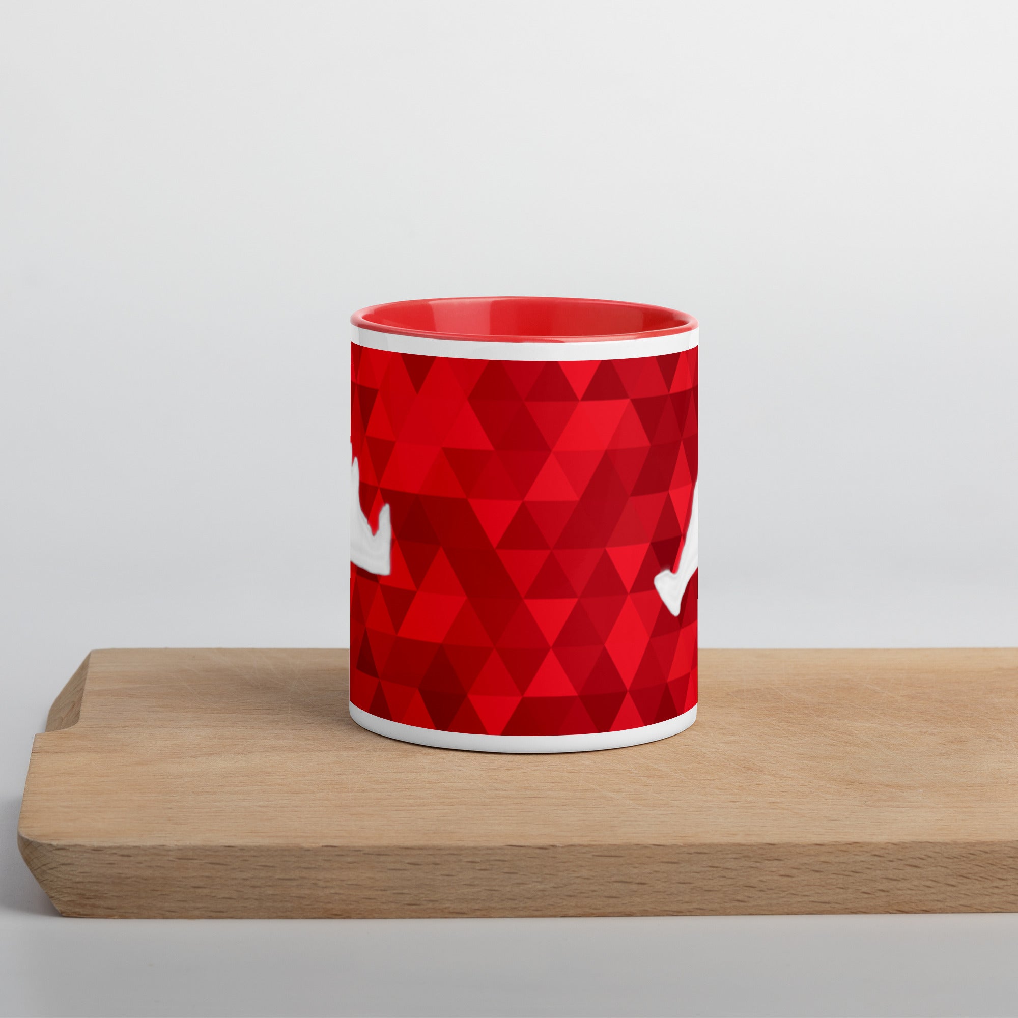Red Triangles Mug with Color Inside