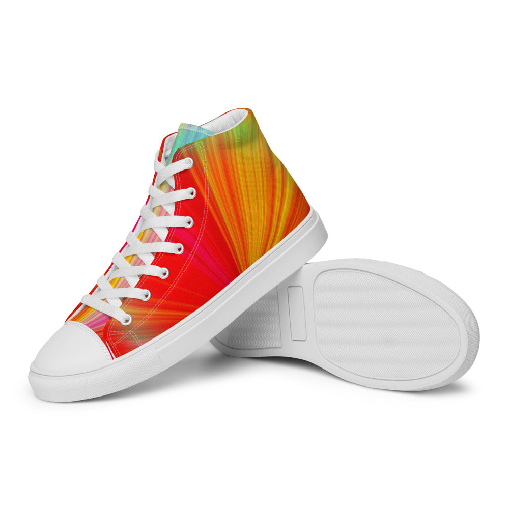 Golden Sunburst Women’s High Top Canvas Shoes