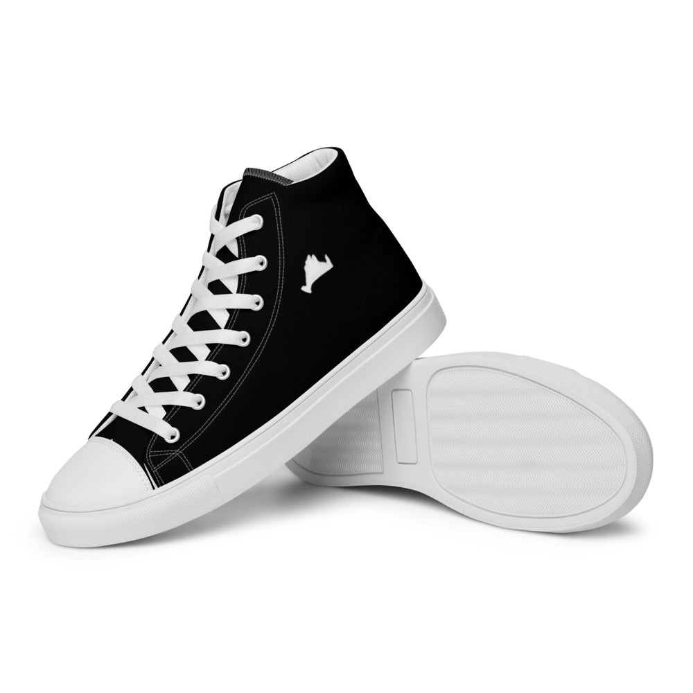 White Out Women’s High Top Black Canvas Shoes
