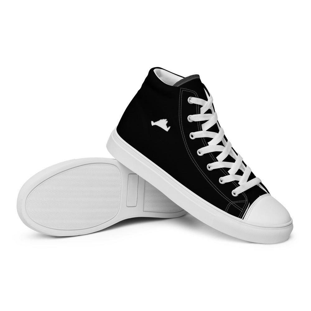 White Out Women’s High Top Black Canvas Shoes