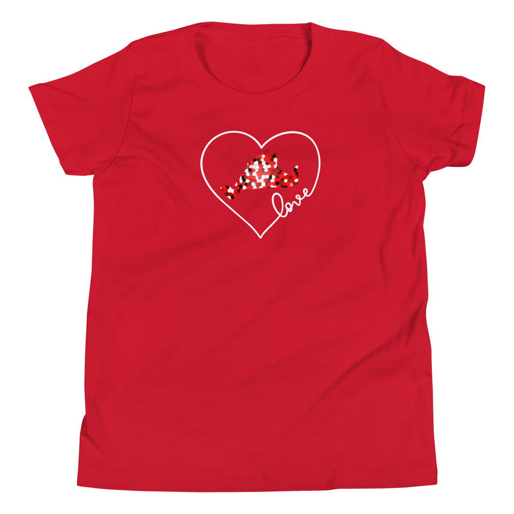 Love Red Pixels Youth Short Sleeve Tee Shirt